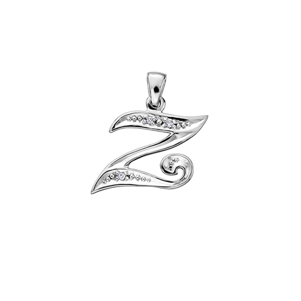 Diamond Initial "Z" Pendant in 10K (0.015 CT. T.W.) - Silver