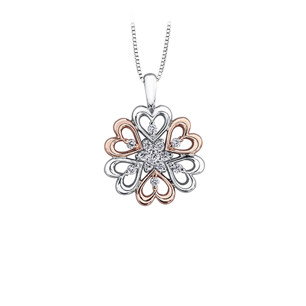 Diamond Pendant in 10K (0.025 and 0.12 CT. T.W.) - Silver and Rose