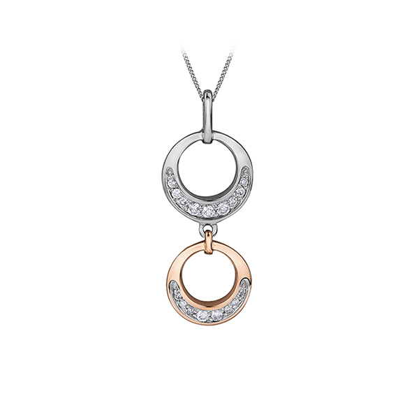 Diamond Pendant in 10K (0.01 - 0.078 CT. T.W.) - Silver and Rose