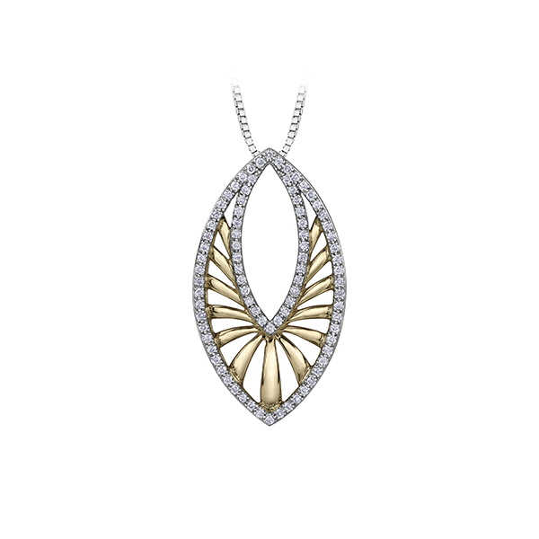 Diamond Oval Pendant in 10K (0.25 CT. T.W.) - Silver and Gold