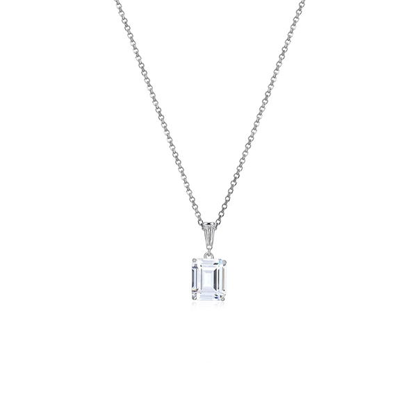 Diamondlite Cubic Zirconia Emerald Drop Pendant - Silver