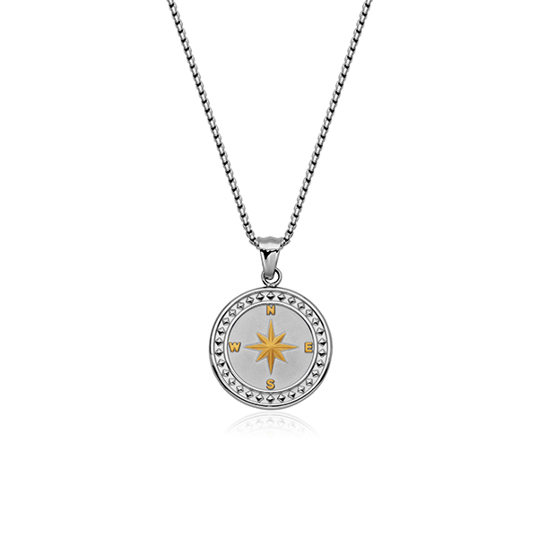 CJ STEELX Compass Pendant - Silver and Gold