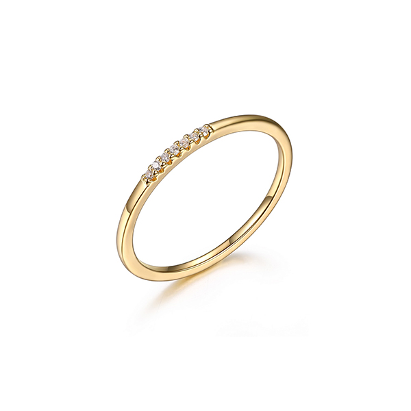 Diamondlite Cubic Zirconia Ultra-slim Stackable Ring in Sterling Silver - Gold - Size 6
