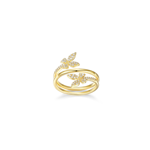 Diamondlite Cubic Zirconia Wrap Around Butterfly Ring - Gold - Size 8