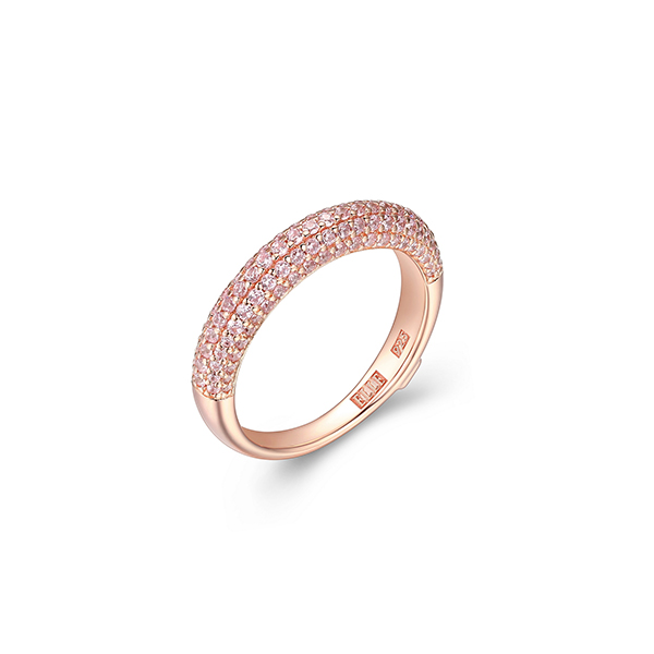 R34LAEX-R-6 "Stardust" 5-Row Clear Cubic Zirconia Half Eternity Ring - Rose Gold