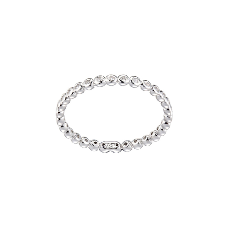 Diamondlite Cubic Zirconia Beaded Ring - Size 7 - Silver