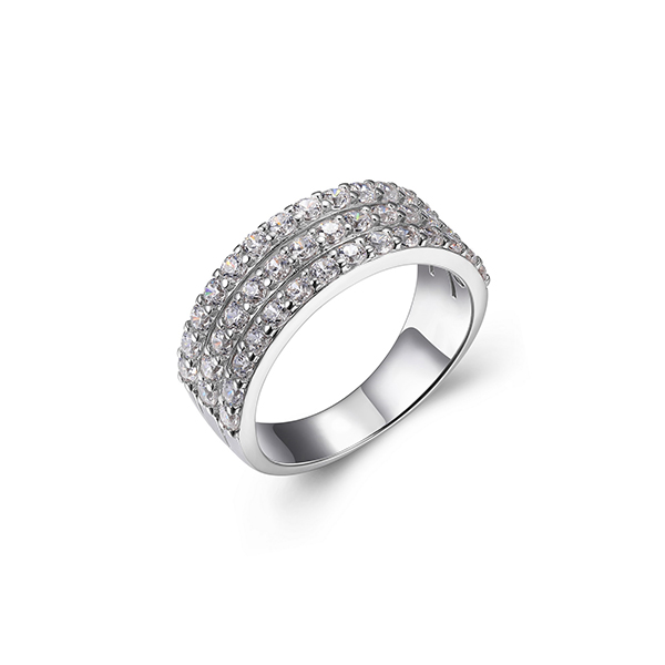 Diamondlite Cubic Zirconia 3-row Ring - Silver - Size 6