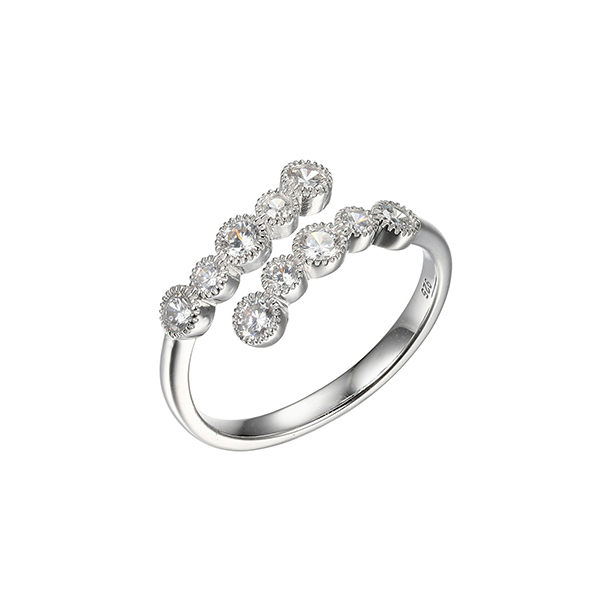 Diamondlite Cubic Zirconia Bypass Ring - Size 8 - Silver