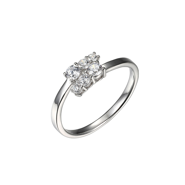 Diamondlite Cubic Zirconia Sleek Cluster Ring - Size 7 - Silver