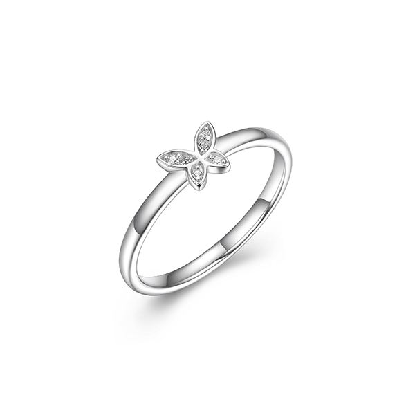 Diamondlite Cubic Zirconia Mini Butterfly Ring - Silver - Size 6