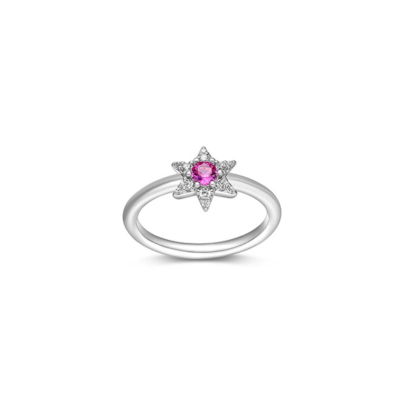 Diamondlite Cubic Zirconia "Mystique" Sapphire Star Ring - Silver - Size 6