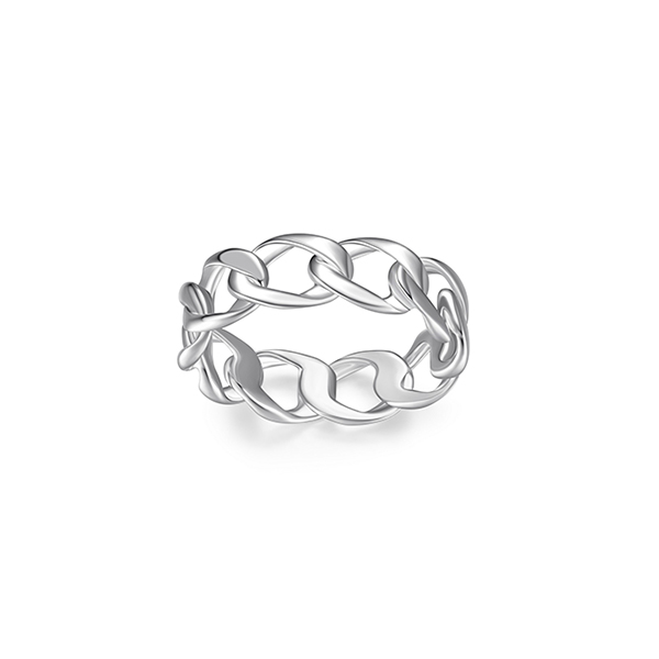 RR4LAE6-W-6 "Ovation" High Polish Link Ring - Silver