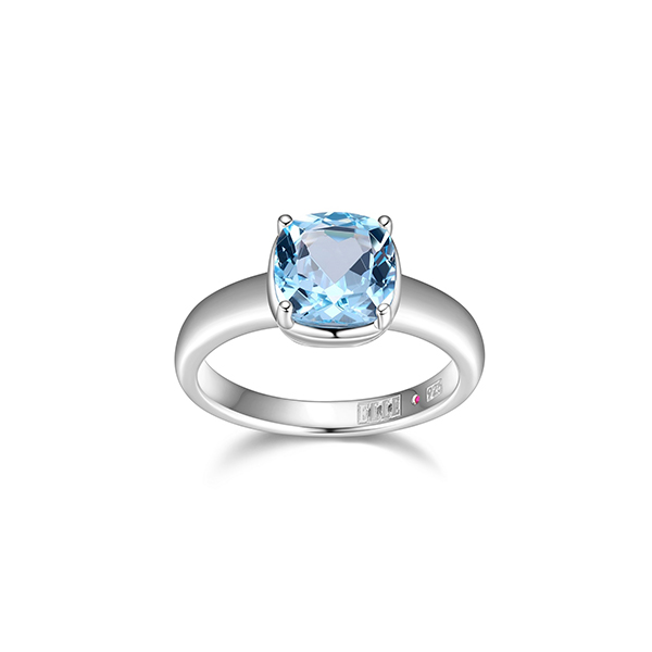 RR4LAF5-W-8 "Marble" Topaz Cushion Cut Solitaire Ring - Silver