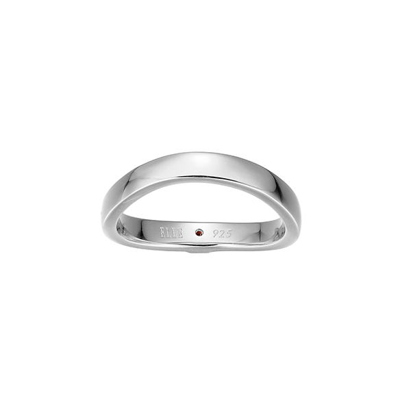 RR4LAGN-W-6 "Luna" Sterling Silver Curved Ring - Silver