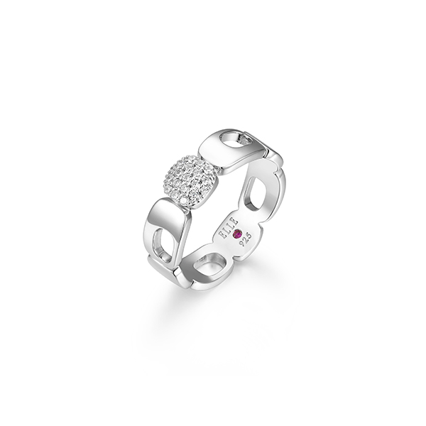 RR4LAJ8-W-9 "Lookout" Cubic Zirconia Cushion & Cutout Ring - Silver