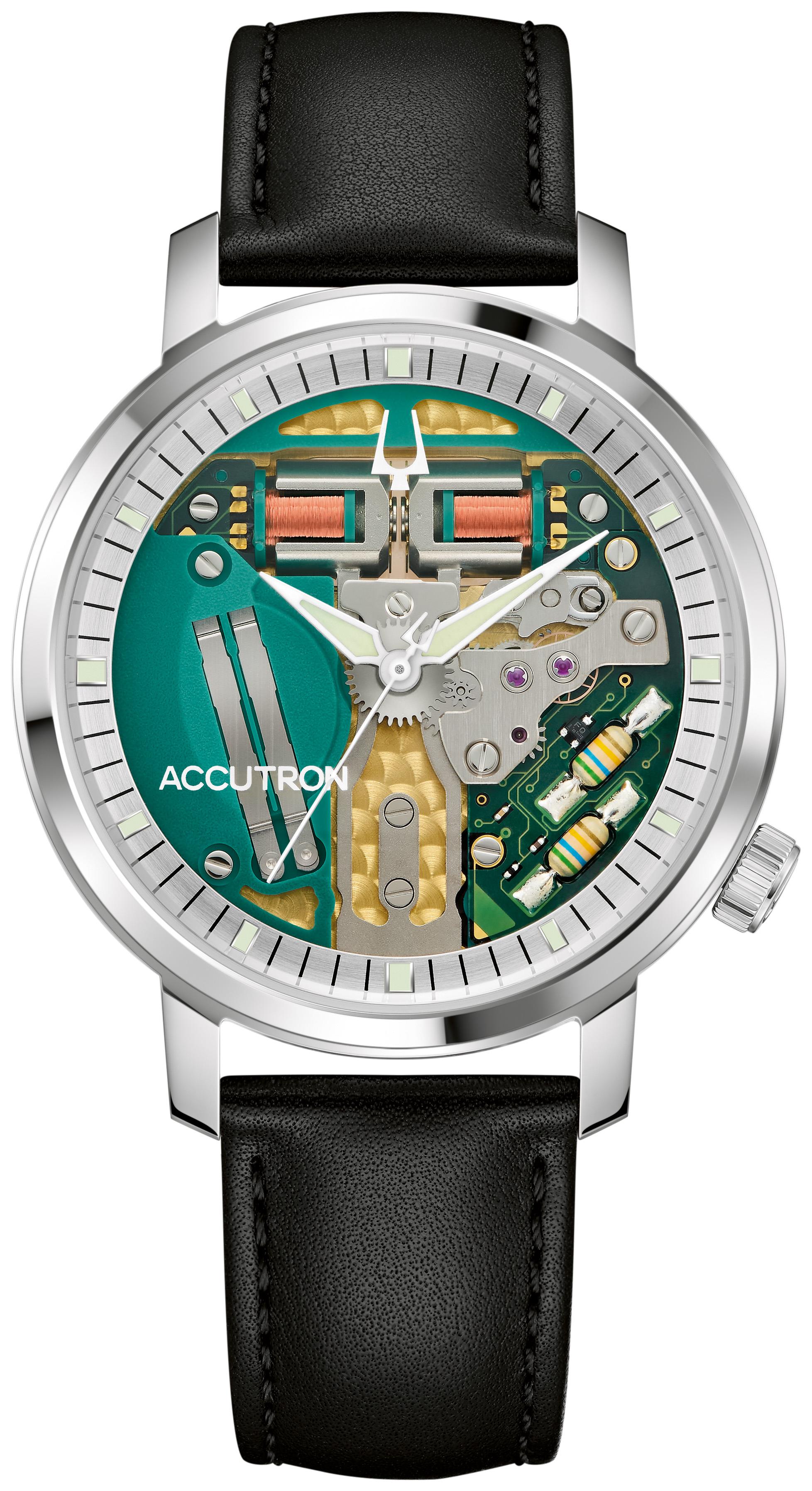 Men's Spaceview 314 Stainless Steel case Leather Strap watch, Colorless dial
