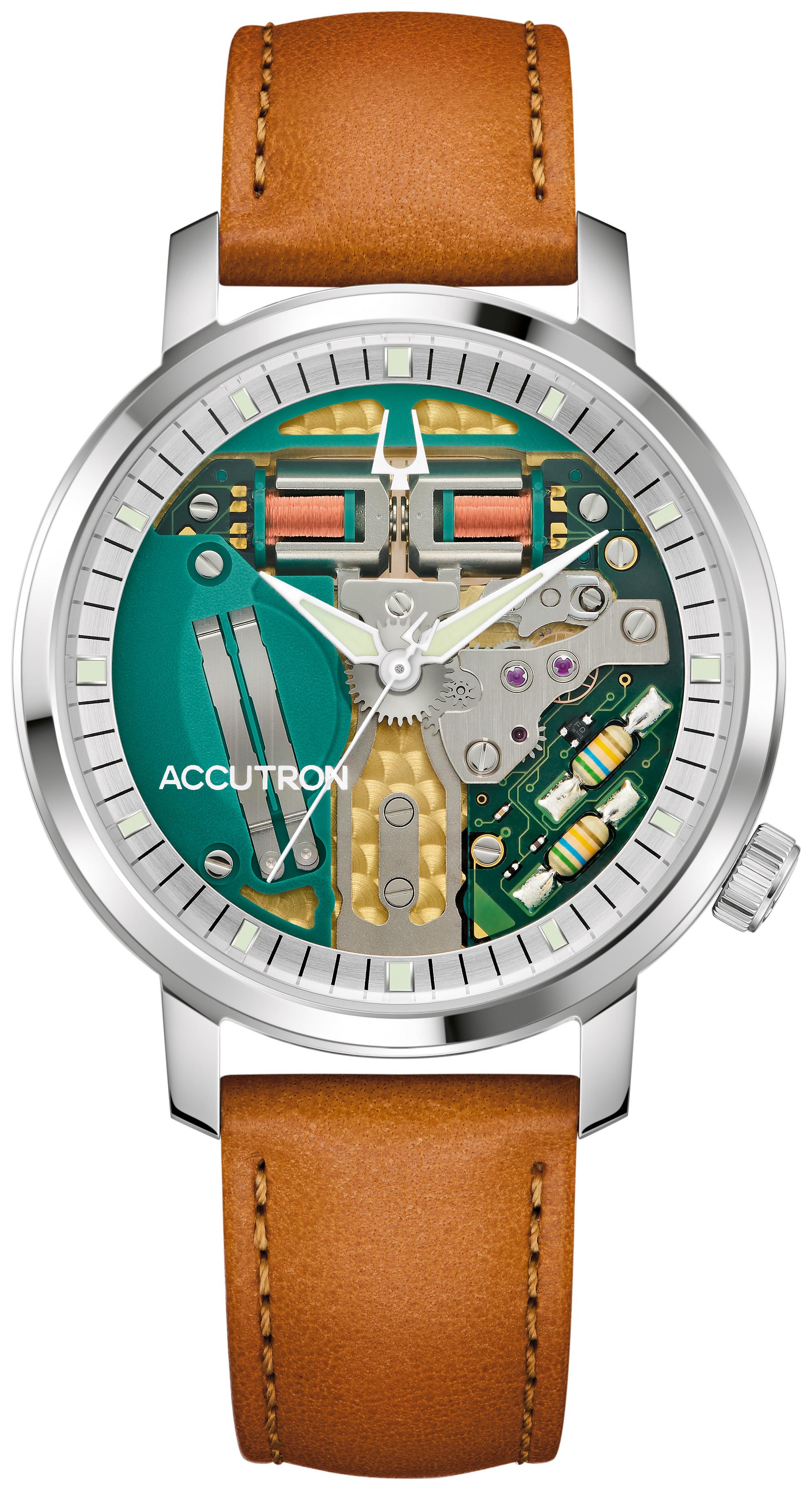 Men's Spaceview 314 Stainless Steel case Leather Strap watch, Colorless dial