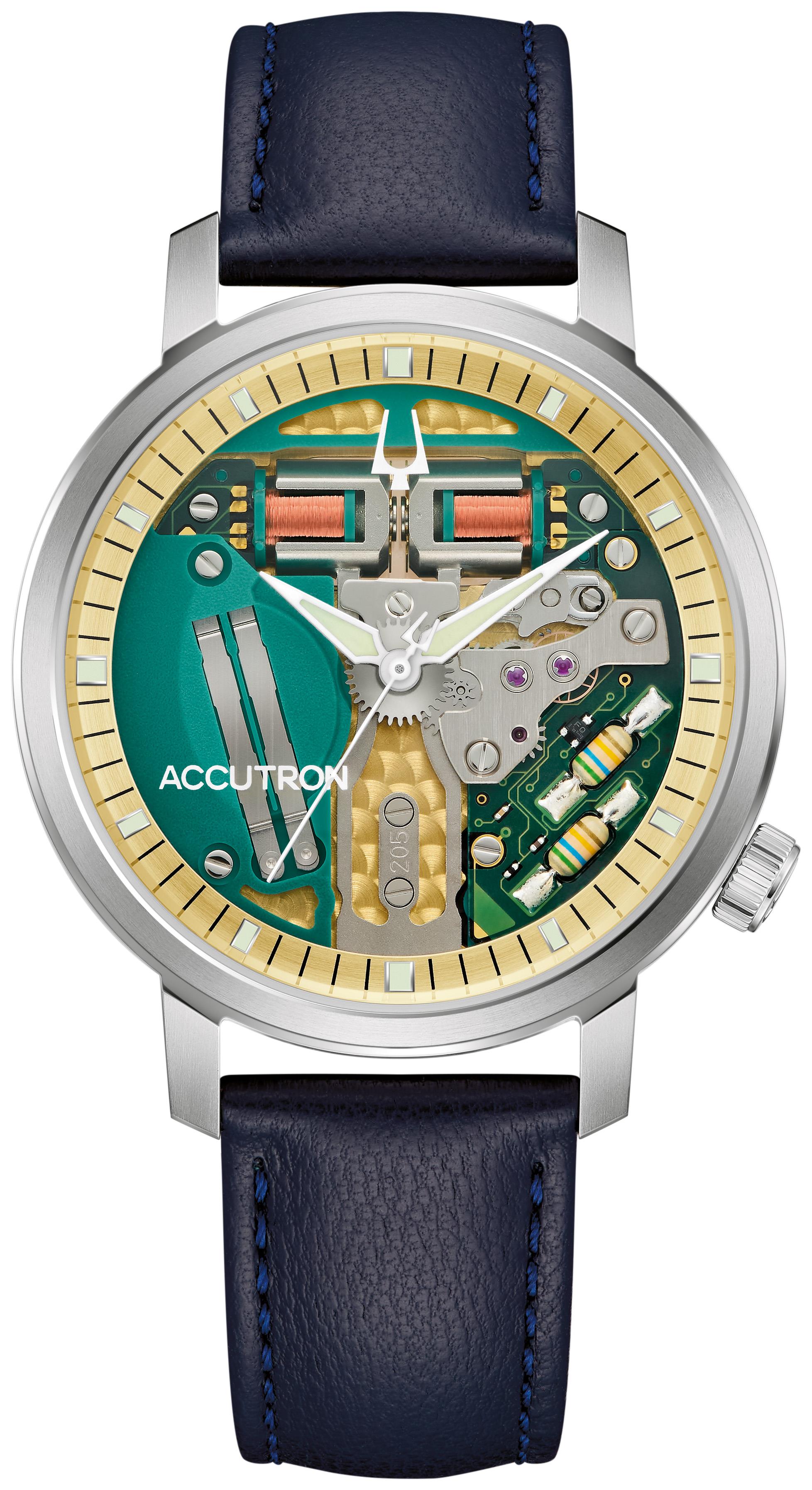 Men's Spaceview 314 Titanium case Leather Strap watch, Colorless dial