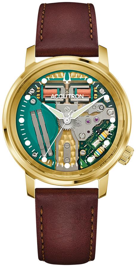 Men's Spaceview 314 18K case Leather Strap watch, Colorless dial