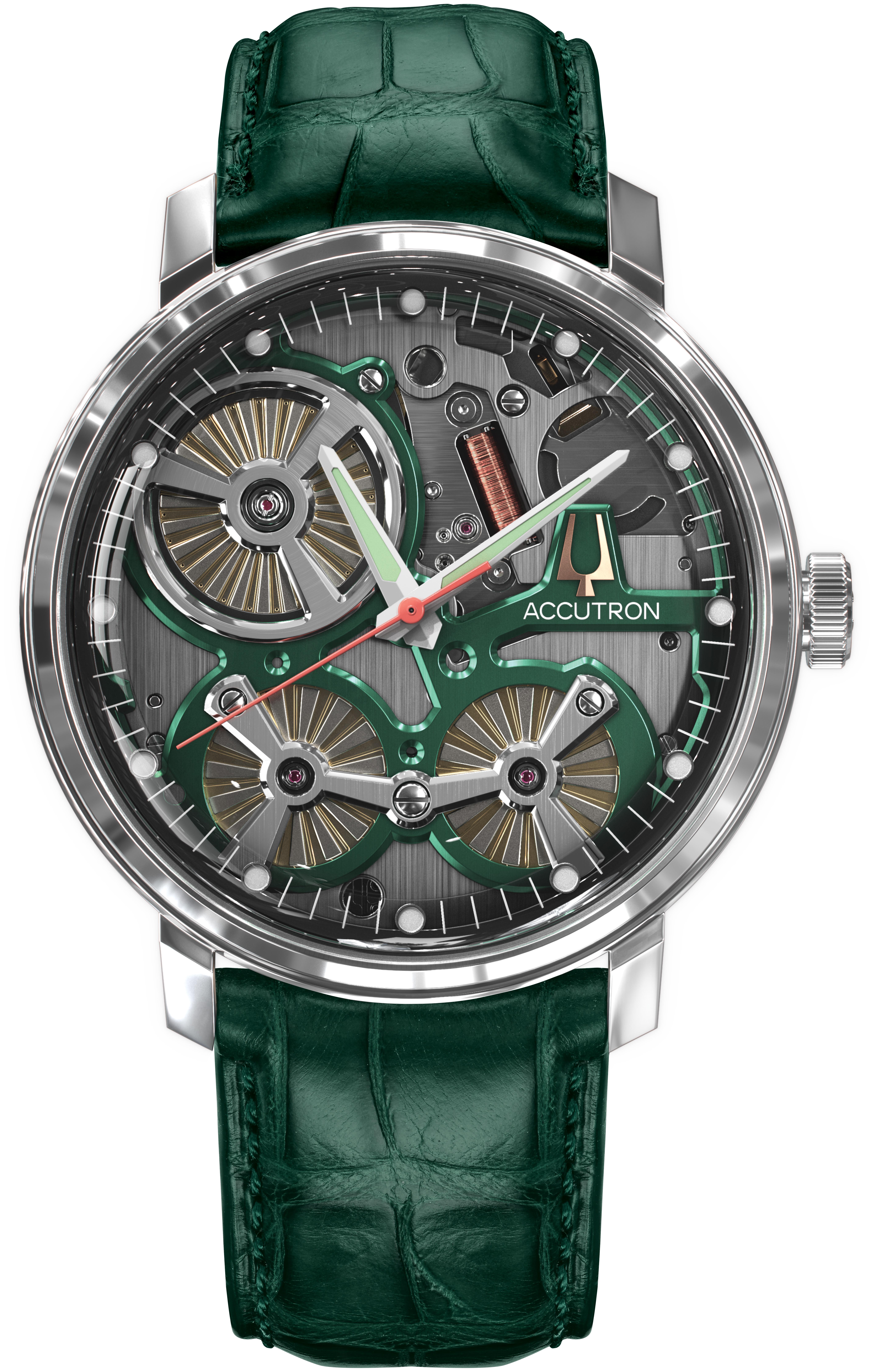 Spaceview Collection - Stainless Steel case, Green Alligator strap with Smoke Grey dial