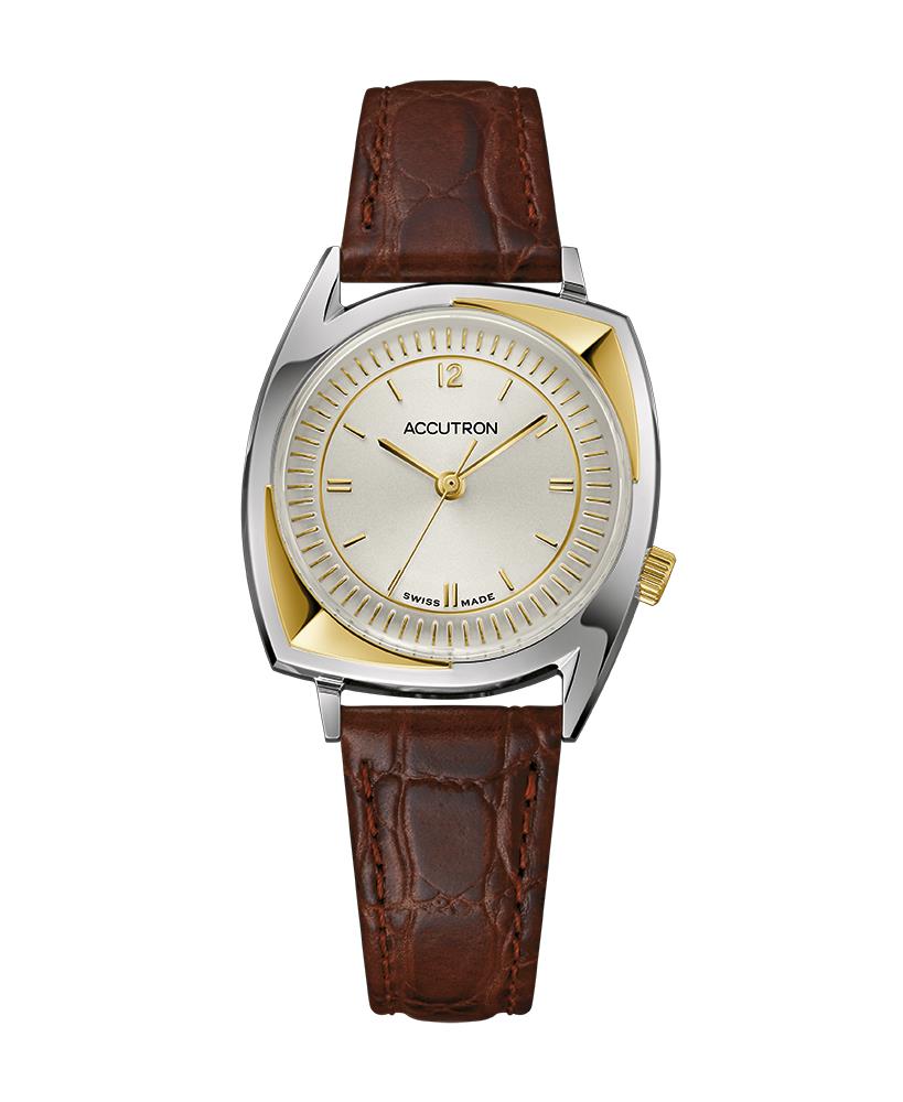 Legacy Collection Automatic Watch, Assymetrical Case with Brown Croco-Embossed Strap