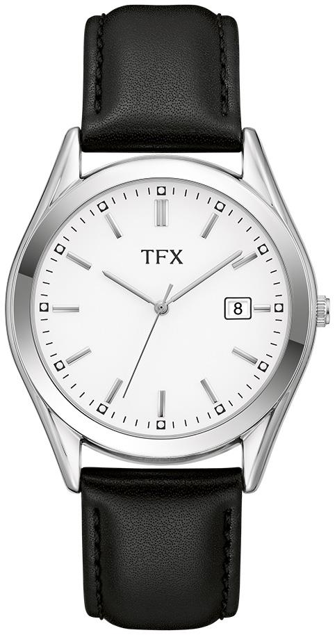 Men's Leather Strap bracelet watch with White dial