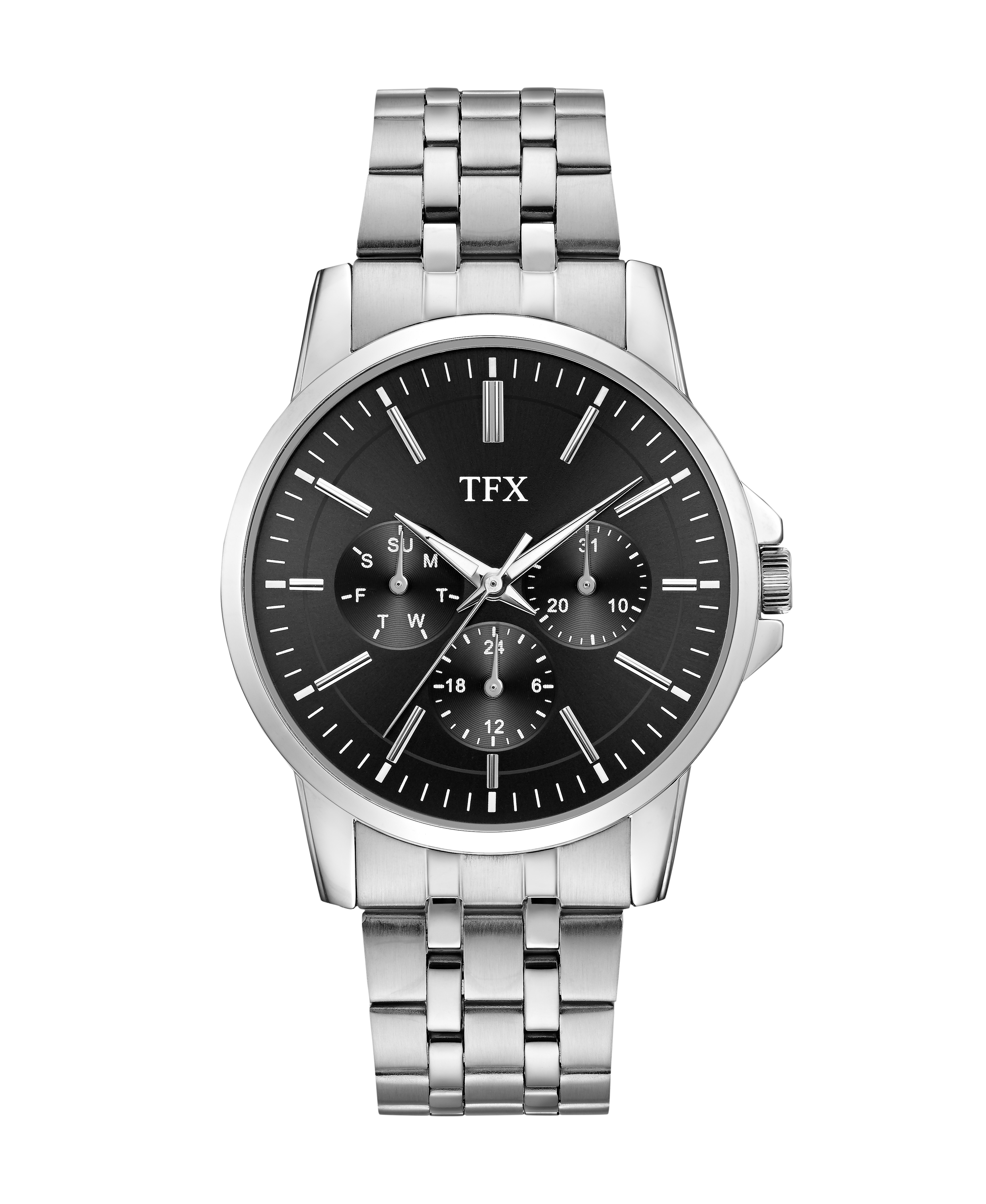 Men's TFX Silver-Tone SS Chronograph Watch, Black Dial