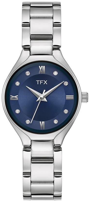 Ladies Silver tone Stainless Steel bracelet watch with blue dial