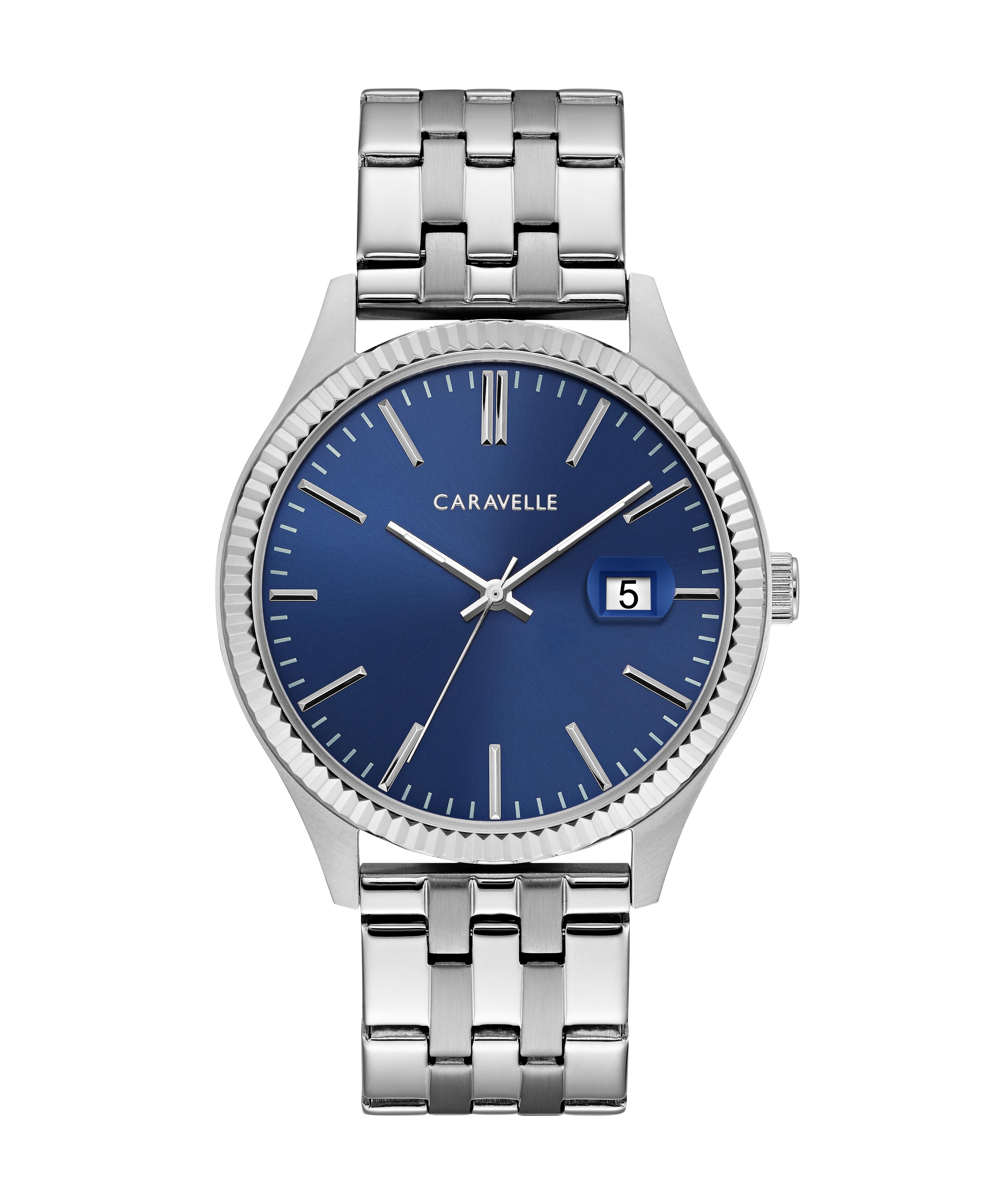 Men's Bracelet Dress Watch Blue Dial with Date Marker