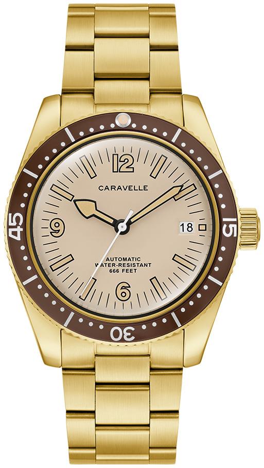 Men's Vintage Sea Hunter Stainless Steel Bracelet watch, Beige dial