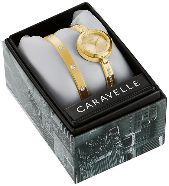 Ladies' Bracelet Watch with Bangle Box Set, Gold-tone
