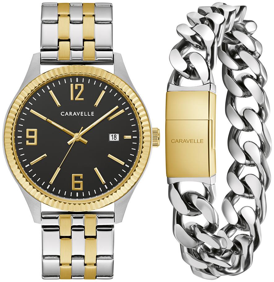 Men's Dress Two-Tone Stainless Steel Watch Box Set w/ Bracelet