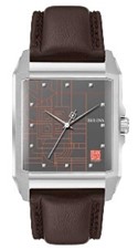 Men's Brown Leather Strap Watch withBrown Detailed Dial and Silver Accents