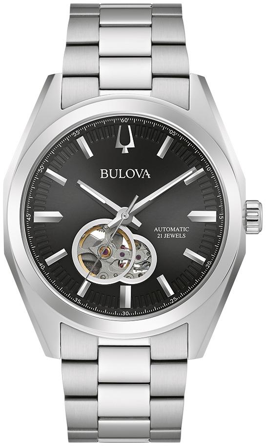 Men's Surveyor Automatic Stainless Steel Watch, Silver-tone with Black Dial