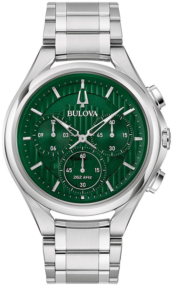 Men's Curv Progressive Dress Stainless Steel Bracelet watch, Green dial