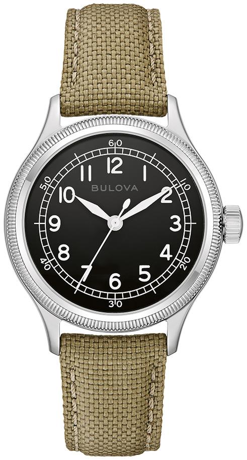 Mens Military A-11 Automatic Silver & Beige Nylon Strap Black Dial