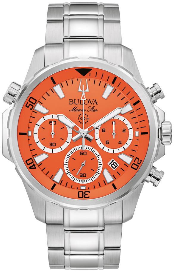 Men's Marine Star Series B Stainless Steel Bracelet watch, Orange dial