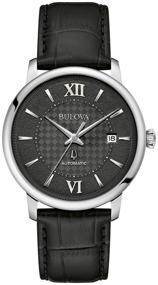 Men's Hudson Leather Strap watch, Black dial