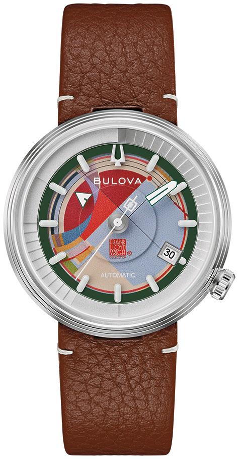 Men's Frank Lloyd Wright David and Gladys Wright House Leather Strap watch, Green dial