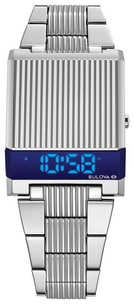 Men's Computron Led Display Bracelet Watch, Silver Tone