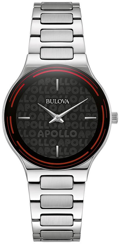 Ladies' Apollo Silver-Tone Stainless Steel Watch, Black Marquee Dial