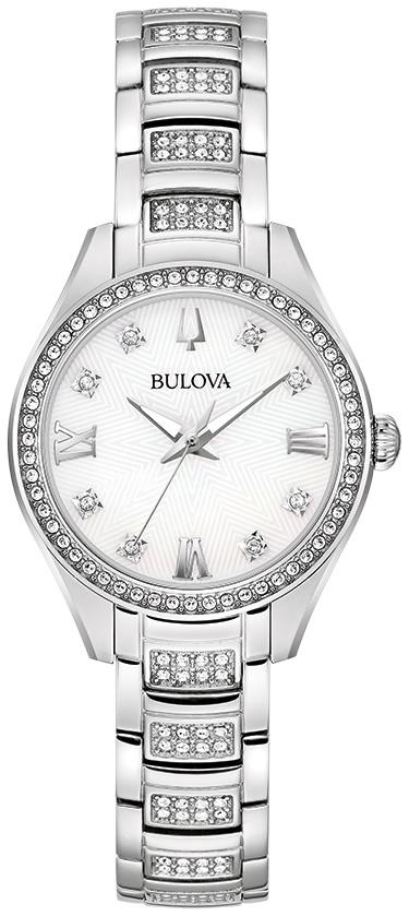 Ladies' Crystal Stainless Steel Bracelet watch, White MOP dial