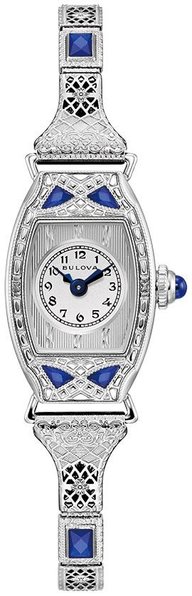 Ladies Miss America Blue Sapphire & Silver-Tone SS Expansion Watch Silver Dial