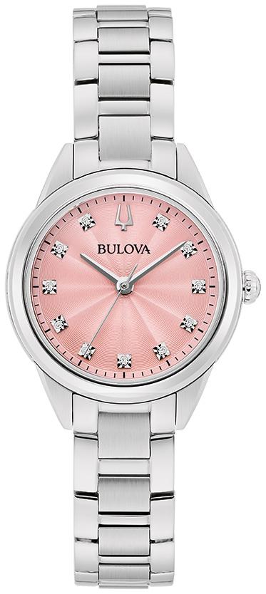 Ladies' Sutton Silver-Tone Stainless Steel Watch, Pink Dial