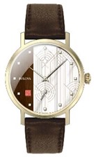 Men's Brown Leather Strap Watch with Detailed Round Dial, Gold Accents and Date Function