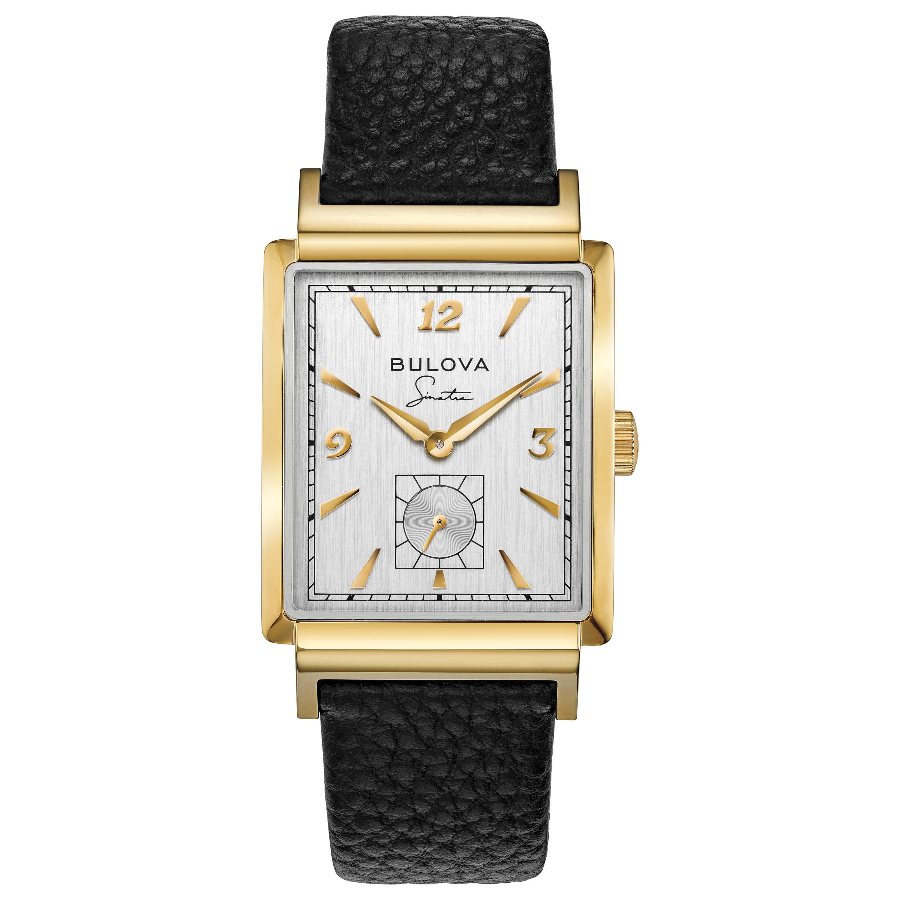 Frank Sinatra- Men's Quartz Black Leather Strap with Silver White Dial