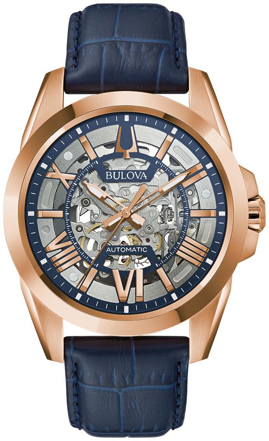 Men's Sutton Automatic Watch, Blue Leather Strap with Rose Gold