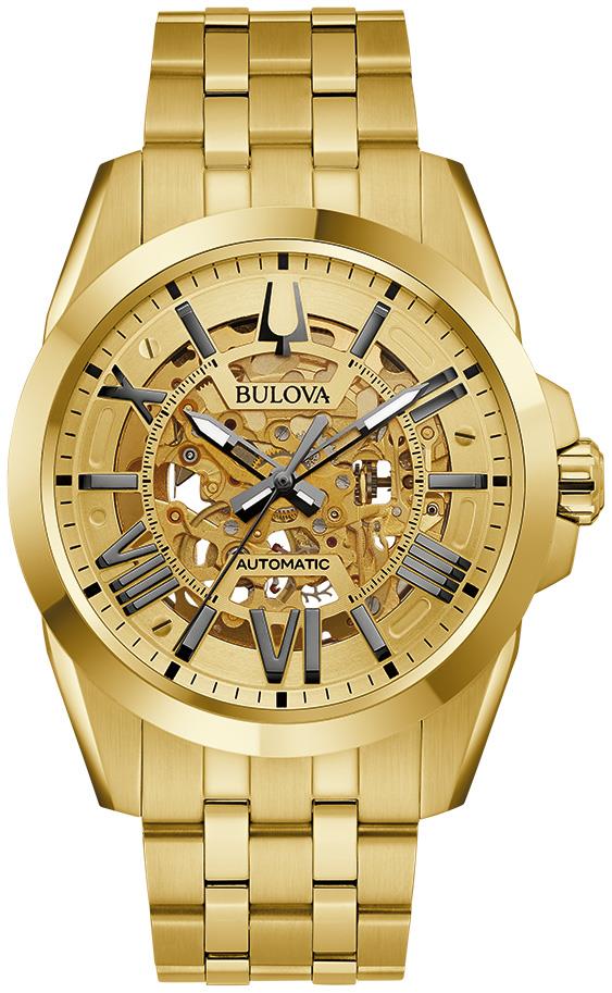 Mens Sutton Automatic Gold-Tone Watch Skeleton Dial