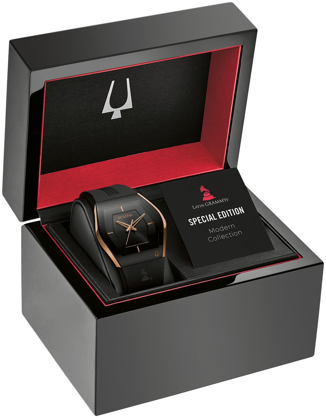 Men's Gemini Latin GRAMMY Black & Rose Gold Silicone Strap Watch, Black Dial