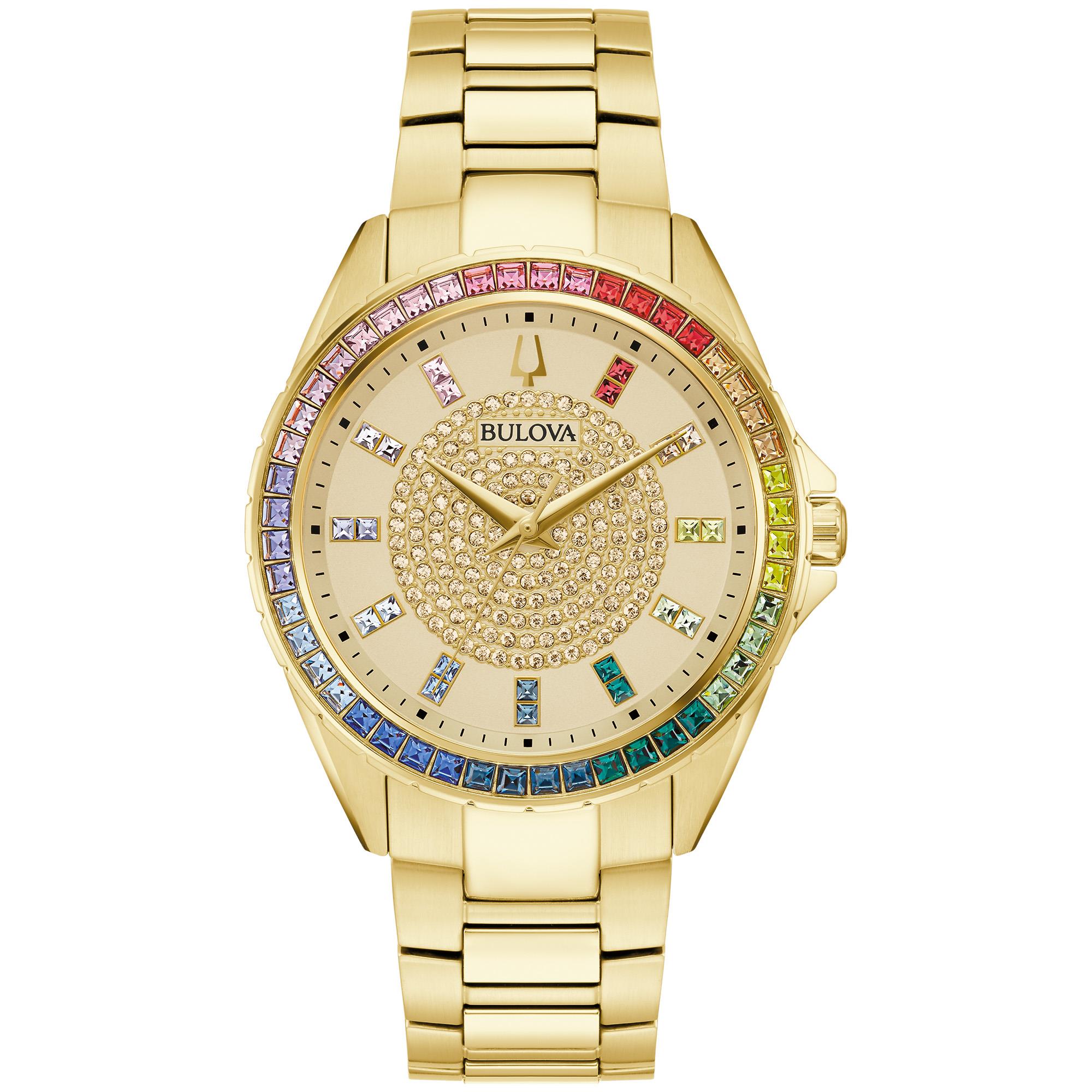 Ladies' Phantom Crystal Gold-Tone Stainless Steel Watch, Champagne Dial